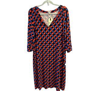 Hatley Navy Blue Red Geometric Mini Dress